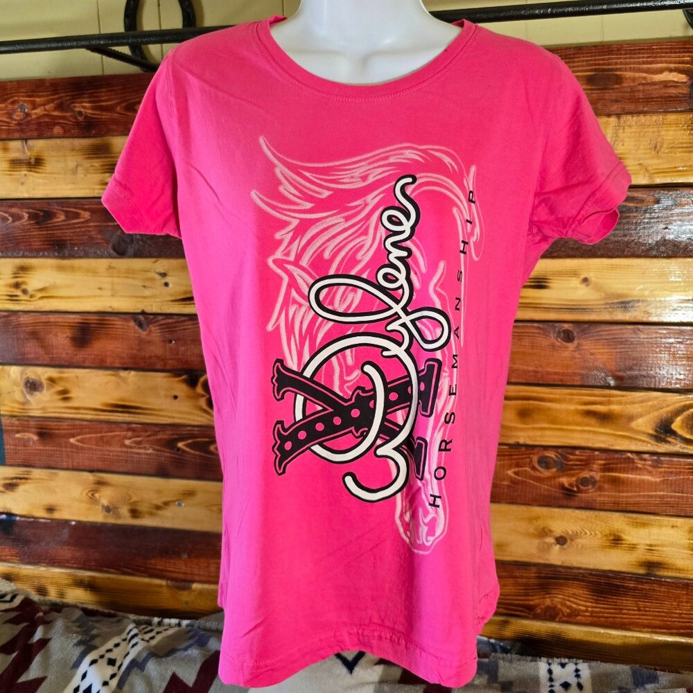 LAT "Suck It Up Sista" Pink Extreme Wylene Horsemanship Graphic Tee Women's M